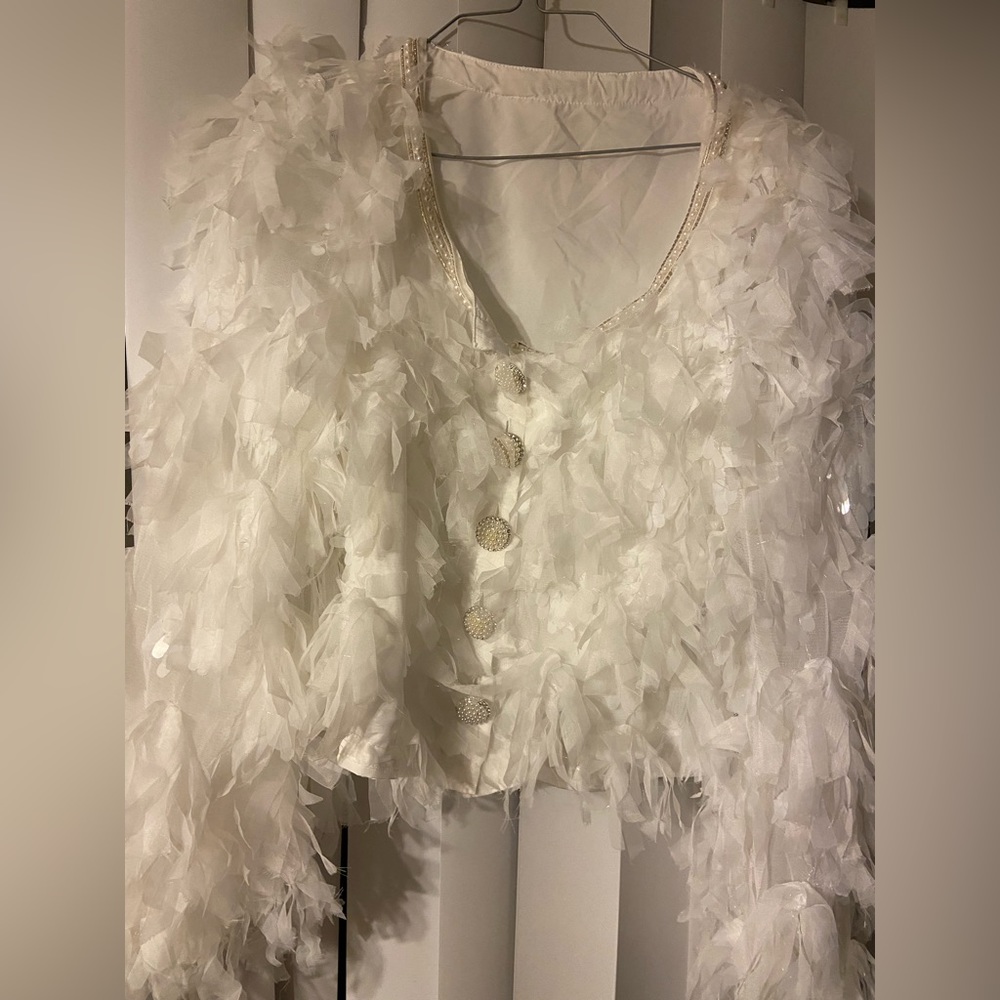 SHEIN White Feathered Jacket
